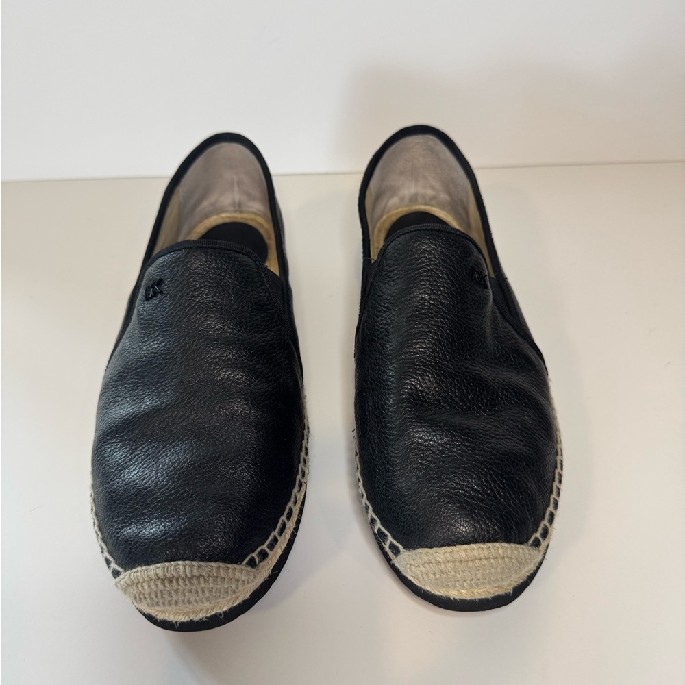 Michael Kors Black Hastings Leather Espadrille Slip On Size 9.5